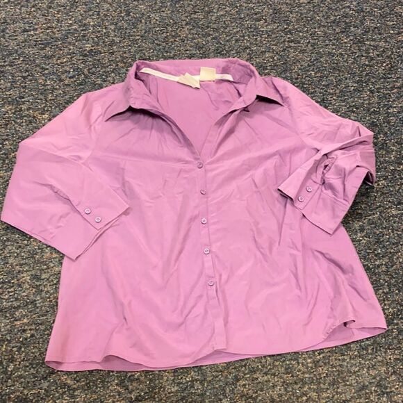 Worthington Stretch Purple Button down top sz. 14 - Picture 1 of 4